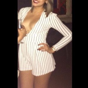 Striped black and white romper